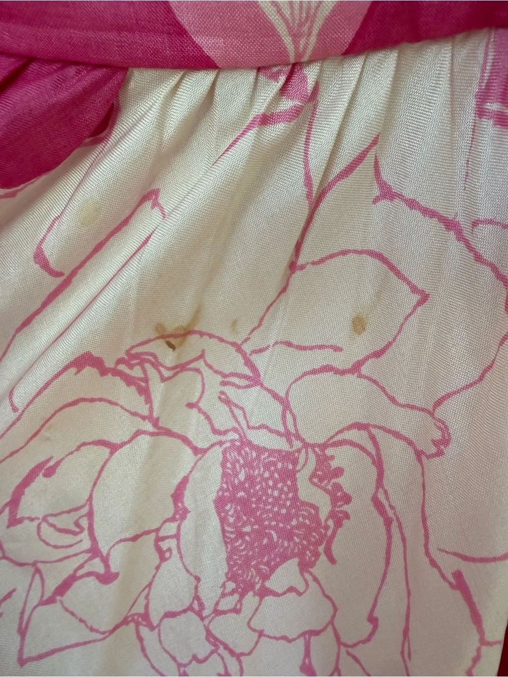 Trina Turk Silk Floral Dress Pink Cream Size 10 Made USA - Picture 7 of 7